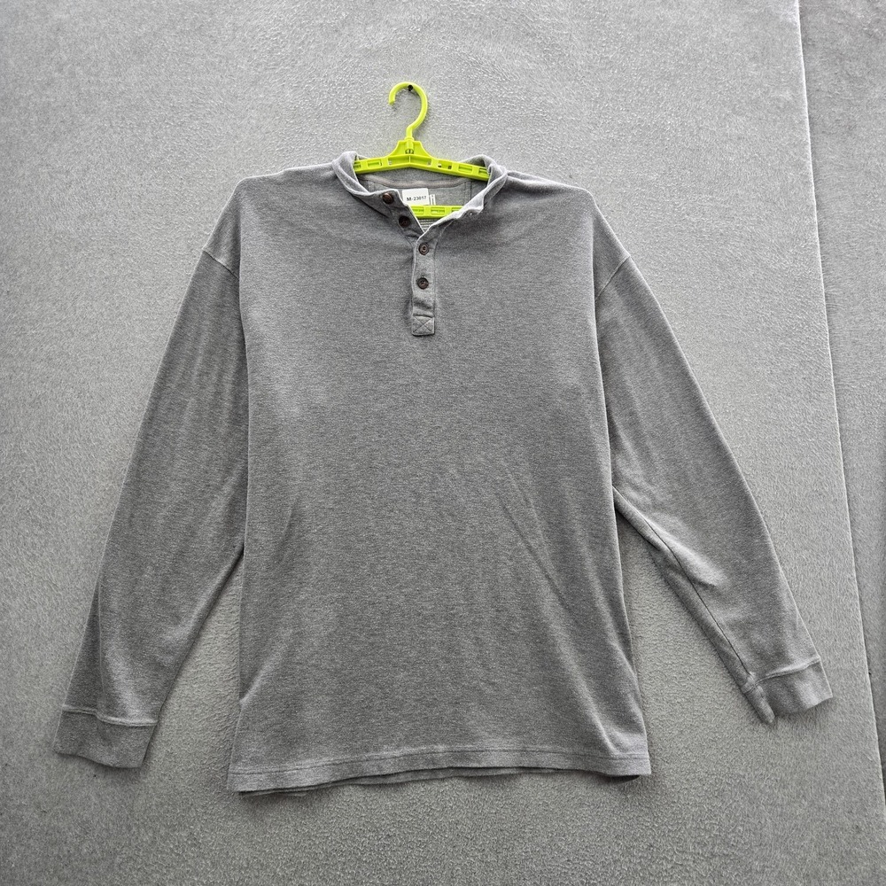 Duluth Trading Co Men Shirt 2XLT Gray Henley Button Long Sleeve